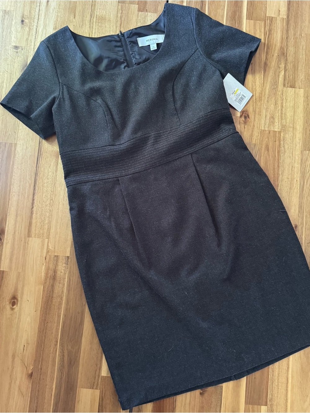 Merona Grey Short-Sleeve Sheath Dress with Waistband Detail